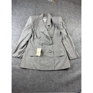 VTG Lois Snyder Dani Max Womens 14 Herringbone Double Breasted Blazer Preppy 90s